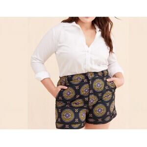 Anthropologie Maeve Womens SZ 6 Black Medallion‎ Print Shorts Pocket City Summer
